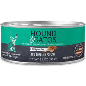 Hound & Gatos 98% Gamebird Canned Cat Food 5.5oz - 24 Case Hound & Gatos, gamebird, Canned, Cat Food, cat, hound, gatos, hound and gatos